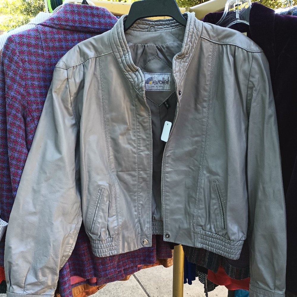 Vintage 1980's Gray Leather Le Soleil Jacket, Made in Korea